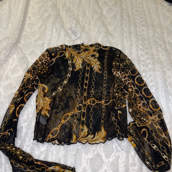 NWT see through chain long sleeve top size small - Picture 6 of 7